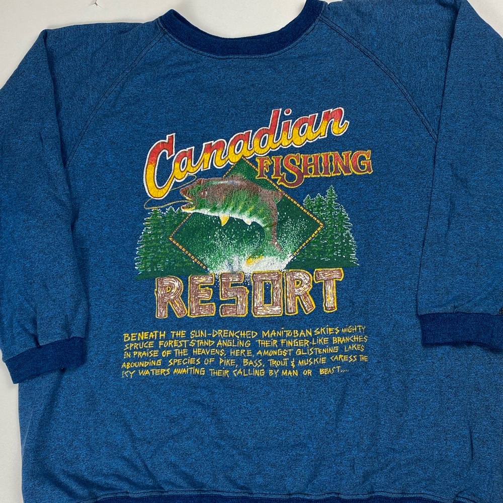 Vintage Canadian Fishing Resort Sweatshirt - super thin